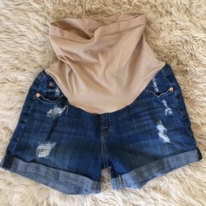 Designer Maternity distressed jean shorts